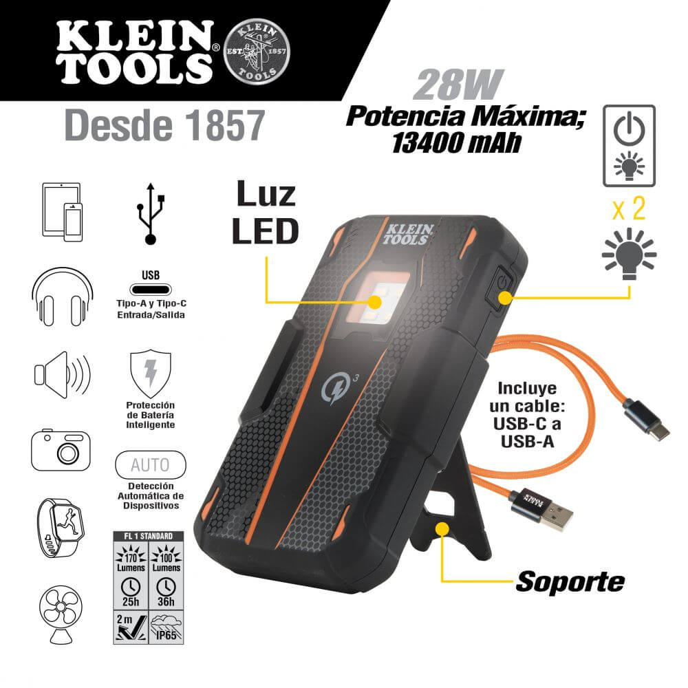 Batería portátil recargable para el lugar de trabajo, 13 400 mAh Klein Tools KTB2