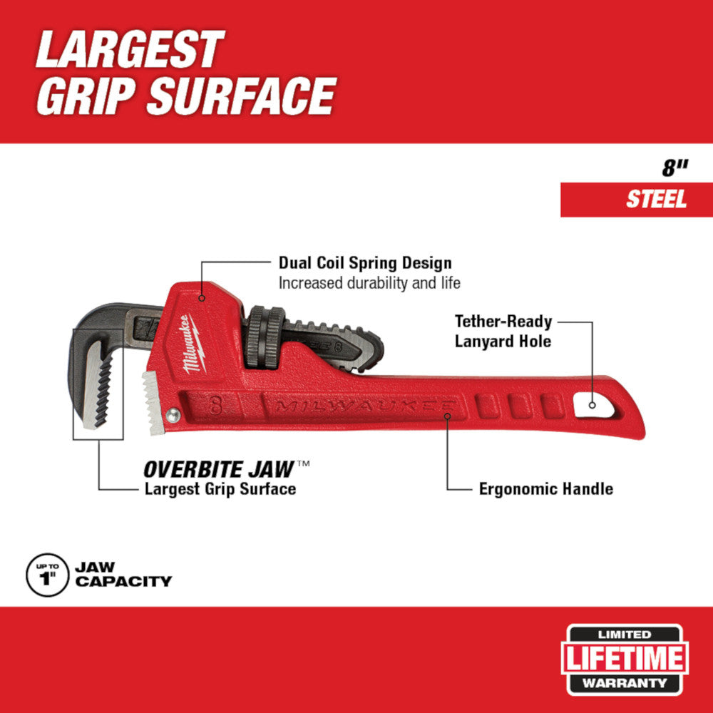 Llave para tubos de acero de 8" -  Milwaukee 48-22-7108