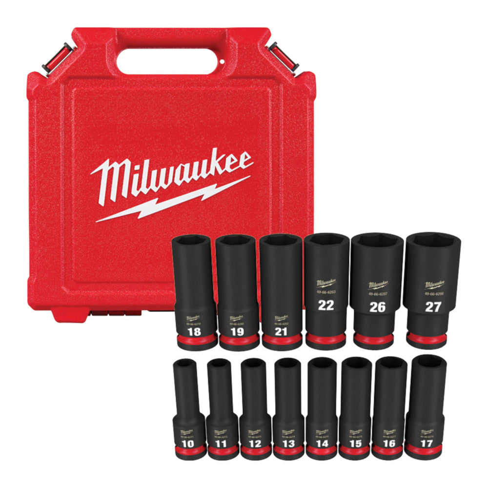 Juego de copas métricas con boca de 1/2" de 6 puntas SHOCKWAVE™ Impact Duty™ de 14 piezas - Milwaukee 49-66-7014
