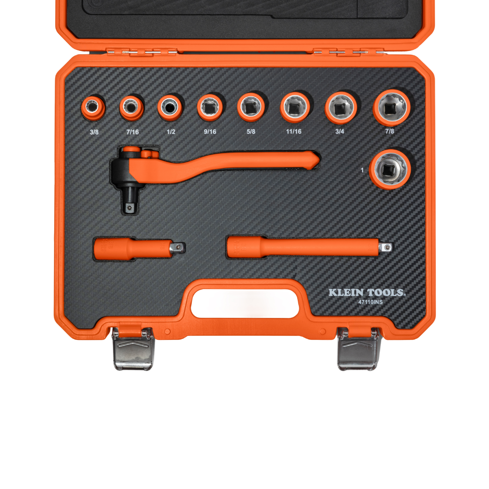 Juego de copas y ratchet aislados de 3/8 - 1", 12 piezas - Klein Tools 47110INS