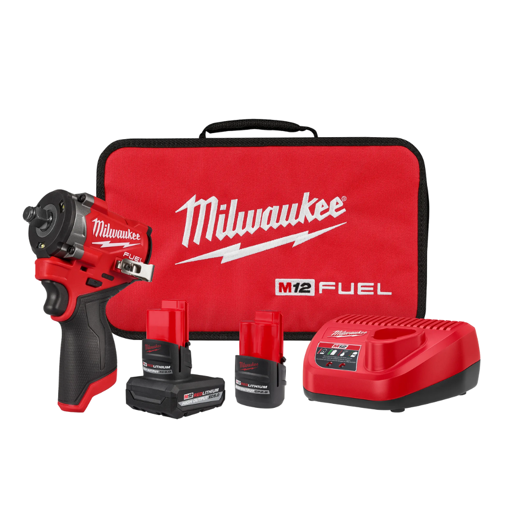 Kit de llave de impacto inalámbrica corta M12 FUEL™ de 1/2" -  Milwaukee 2563-22