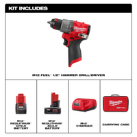 Kit de taladro percutor/atornillador M12 FUEL™ de 1/2" -  Milwaukee 3004-22