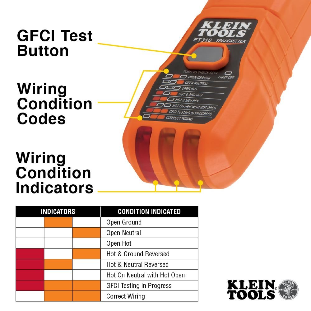 Localizador de circuitos de CA con probador de salida GFCI Klein Tools ET310