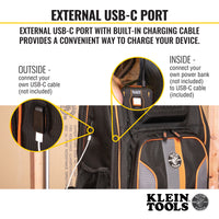 Maletín para herramientas Tradesman Pro™ XL Tech, 28 bolsillos Klein Tools 62805BPTECH