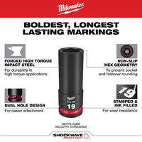 Juego de copas métricas con boca de 1/2" de 6 puntas SHOCKWAVE™ Impact Duty™ de 14 piezas - Milwaukee 49-66-7014