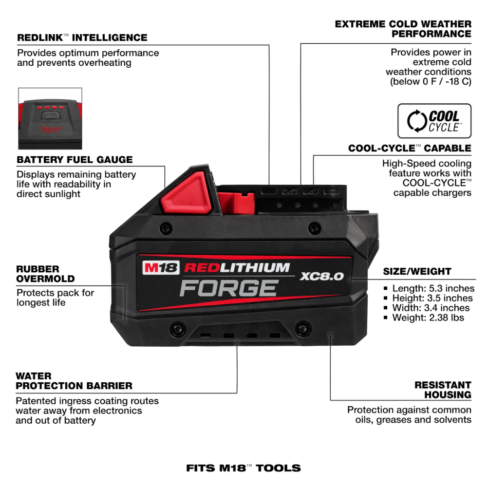 Juego de batería M18™ REDLITHIUM™ FORGE™ XC8.0 -  Milwaukee 48-11-1881