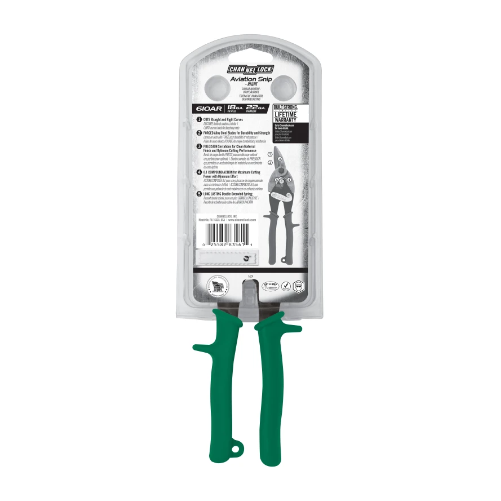 Tijeras de aviación derechas de 10 pulgadas - Channellock 610AR