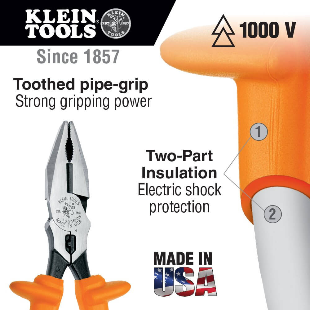 Alicate electricista 8" 1000V Klein Tools 12098-INS